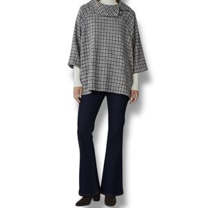 Kal Rieman Italian Woven Cotton Elastane Plaid Check Tunic Asymmetric S